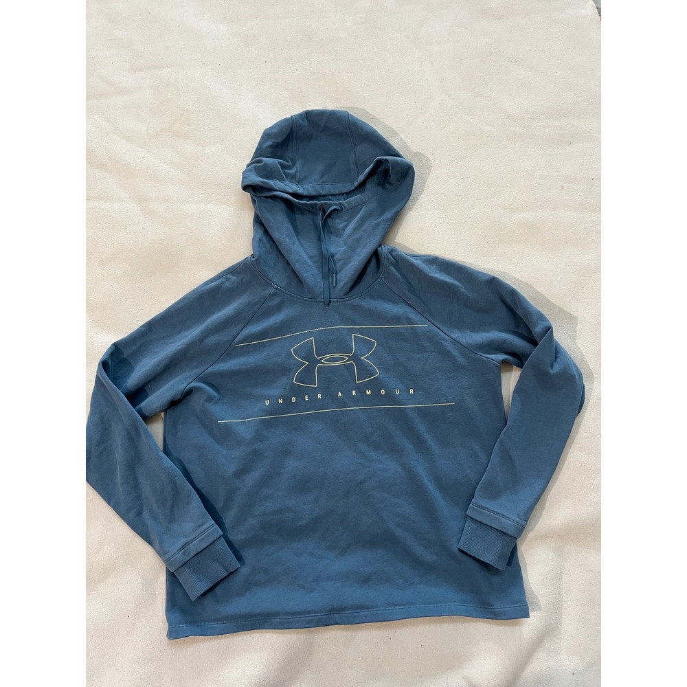 Under Armour Women Blue Logo Hoodie Sweatshirt LG